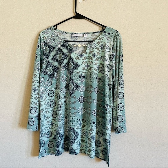 Susan Graver Women's Patterned mint green top size M spring feminine gma core - Picture 1 of 7
